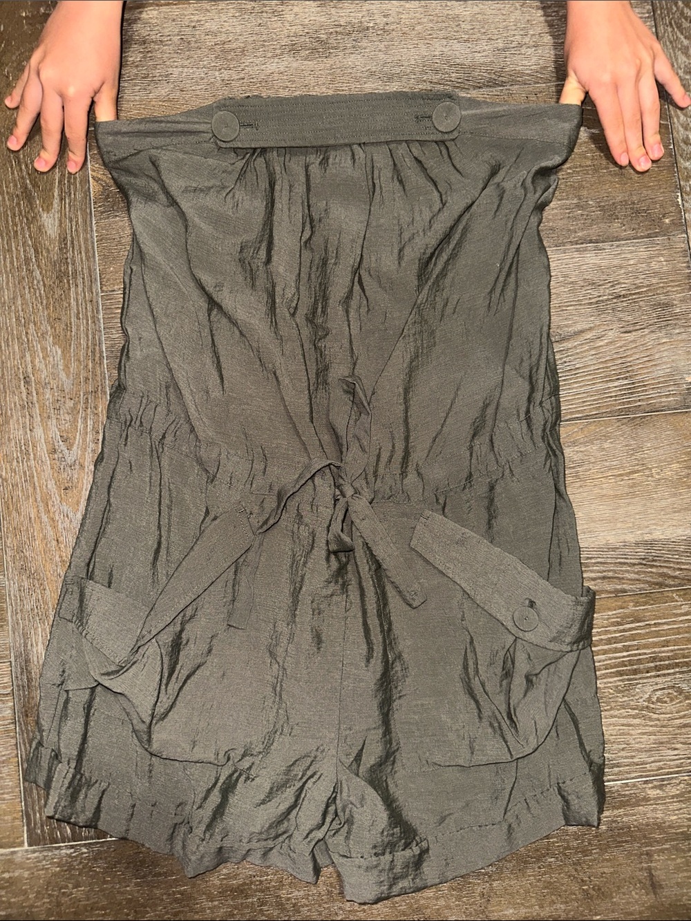 BCBGMAXAZRIA Olive Green Sleeveless Romper Size 2 Drawstring Waist